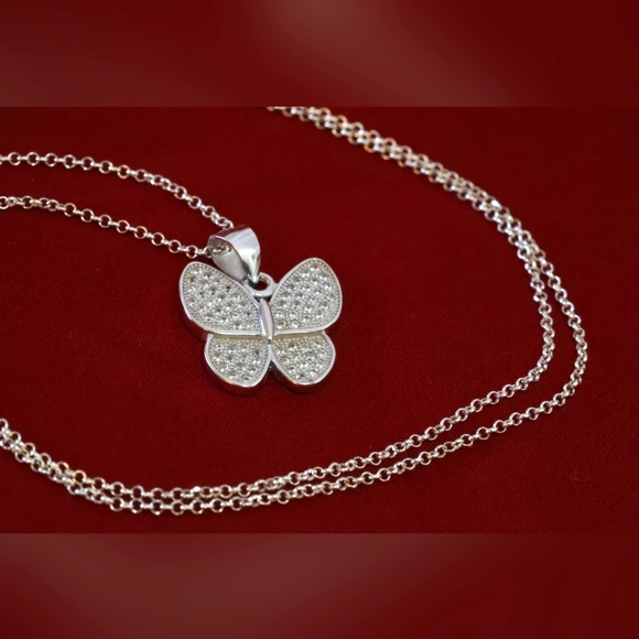 925 Sterling Silver Butterfly Necklace - Picture 6 of 8